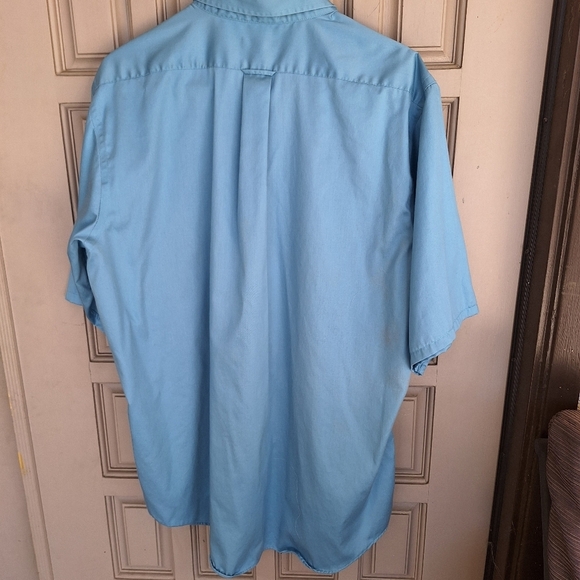 Izod Men's Shirt Sz17 Easy Care Short Sleeves Blue ButtonUp Collar Cotton Twill - Picture 11 of 11